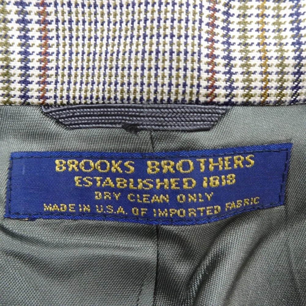 Brooks Brother Sports Jacket Mens 41R Brown Wool Coat Blazer Plaid